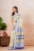 Handblock Print Linen Saree