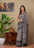 Handblock Print Linen Saree