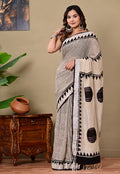Handblock Print Linen Saree