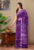 Handblock Print Linen Saree