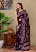 Handblock Print Linen Saree