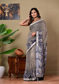 Handblock Print Linen Saree