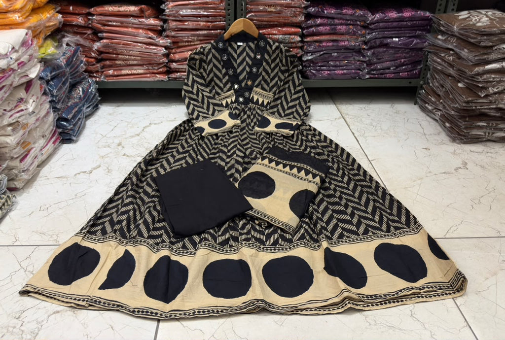 PREMIUM COTTON 60*60 A-LINE KURTI SET