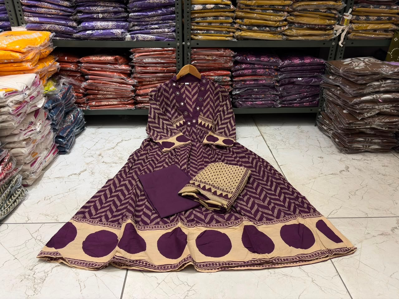 PREMIUM COTTON 60*60 A-LINE KURTI SET