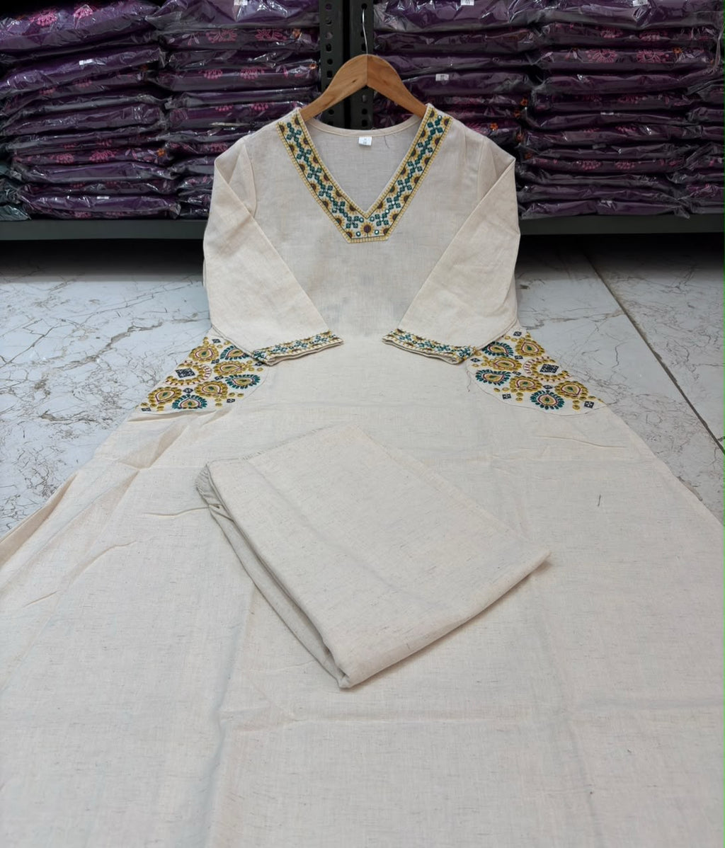 PREMIUM COTTON FLEX A-LINE KURTI SET