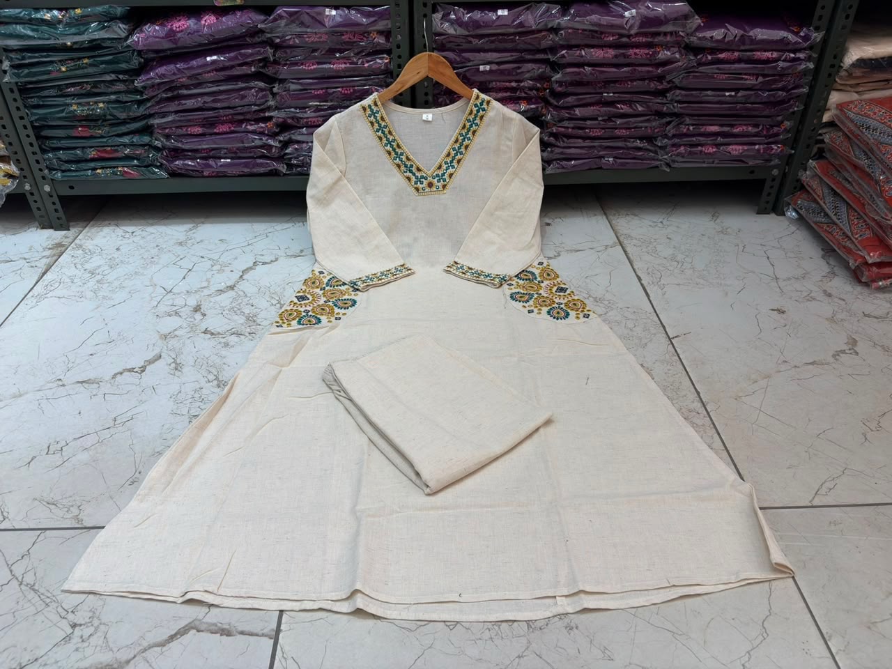 PREMIUM COTTON FLEX A-LINE KURTI SET