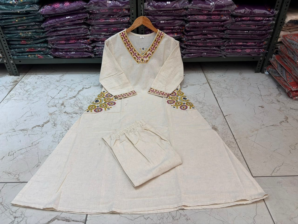 PREMIUM COTTON FLEX A-LINE KURTI SET