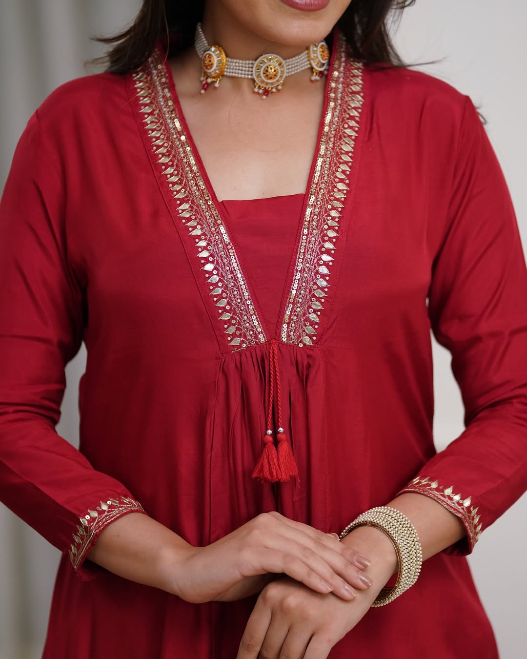 Elegant Red Anarkali Suit Set
