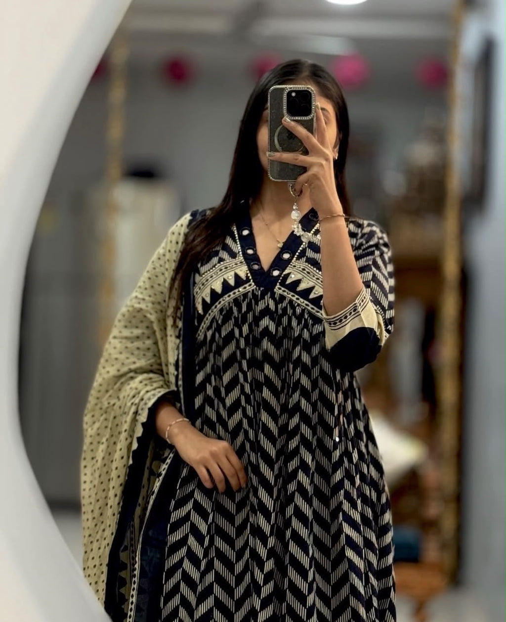 PREMIUM COTTON 60*60 A-LINE KURTI SET