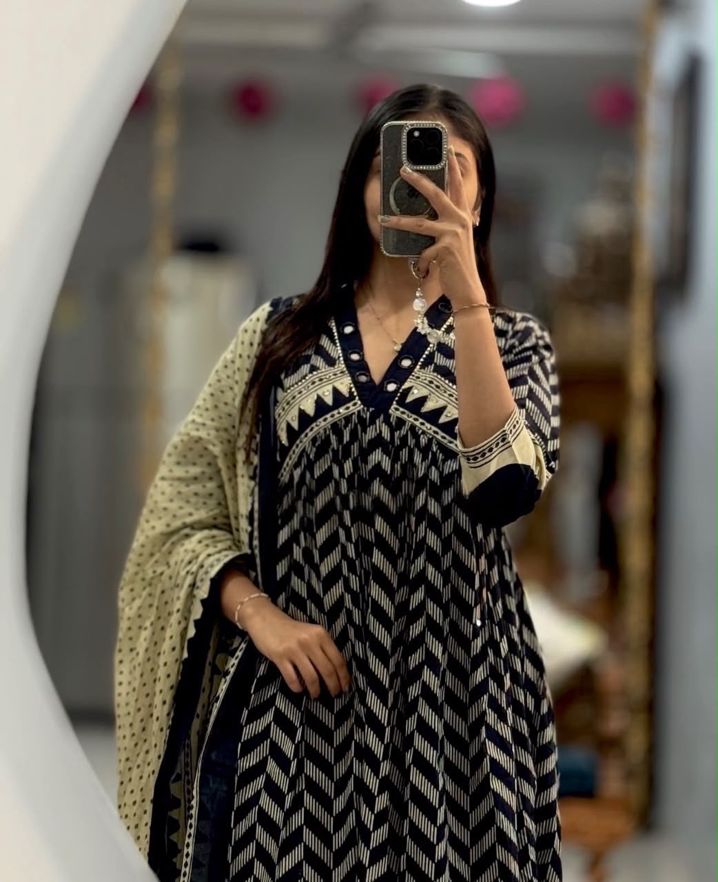 PREMIUM COTTON 60*60 A-LINE KURTI SET