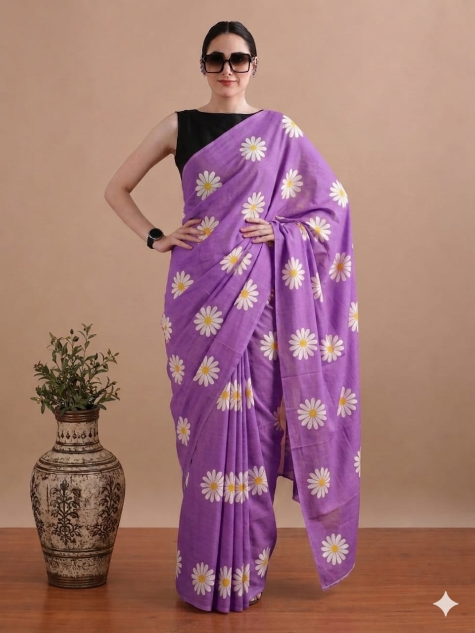 Bagru Print Pure Mulmul Cotton Saree
