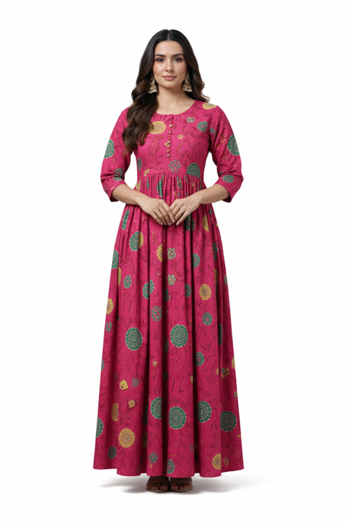 Cotton Kurti Set with Matching Bottom