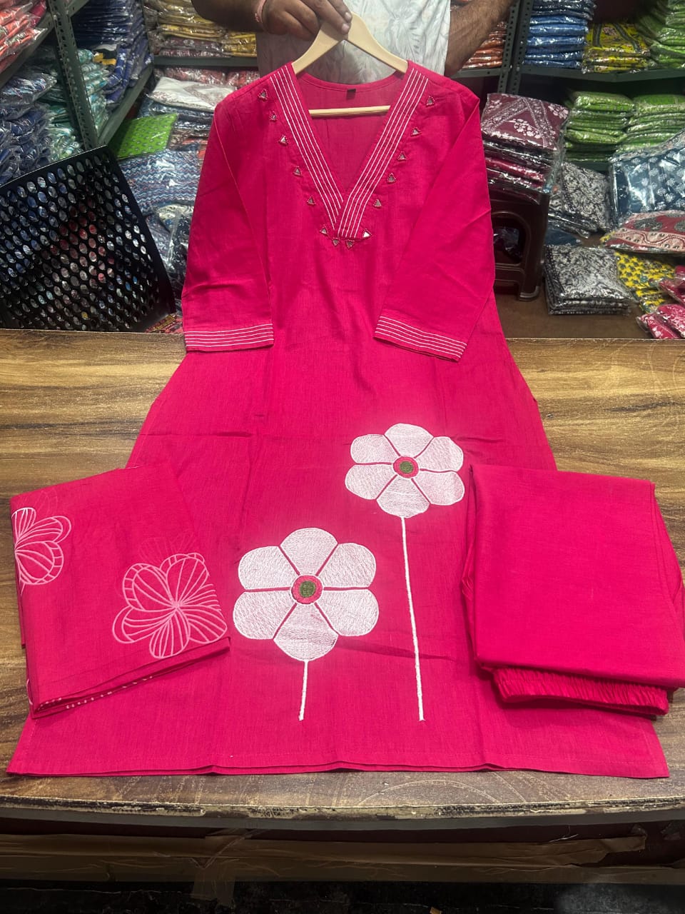 Elegant Embroidered Cotton Flaired Suit
