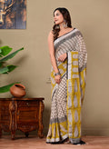Handblock Print Linen Saree