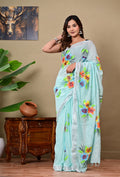 Handblock Print Linen Saree