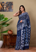 Handblock Print Linen Saree